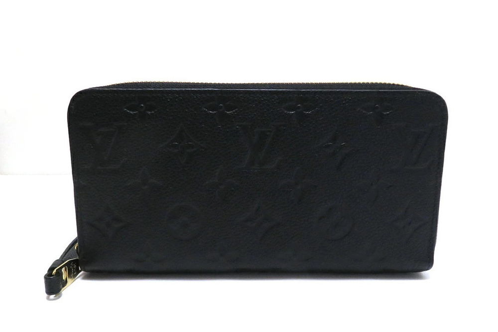 LOUIS VUITTON Zippy Wallet Monogram Empreinte Noir Black Long Black